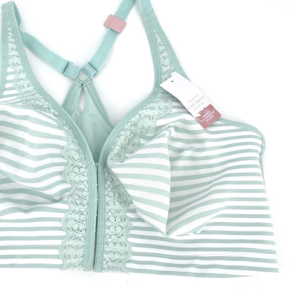 Cacique Unlined Full Coverage Striped 42F Bra 42DDD lace Racerback